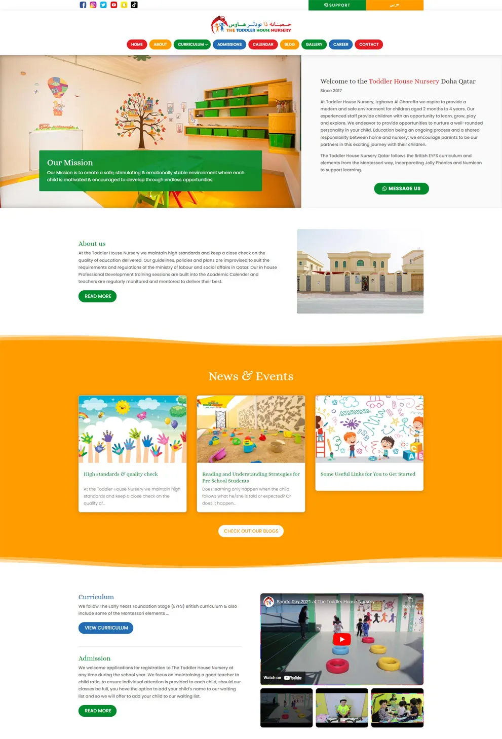 Web Design for The Toddler House Nursery Doha Qatar